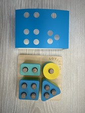 LOVEVERY The Enthusiast Wooden Sort and Stack Peg Puzzle Montessori Colorful Toy