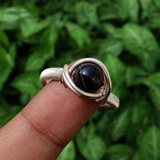 Buy Banded Agate Gemstone Beads Elegant Ring Copper Wire Wrap Jewelry US SZ 9"