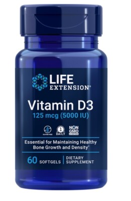 Vitamin D3 125 mcg 5000 IU 60 softgels Life Extension
