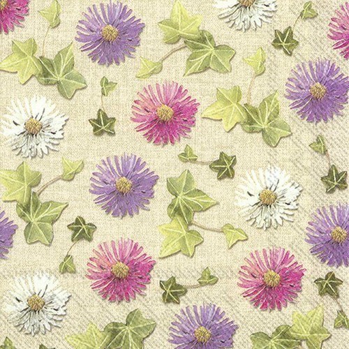 Autumn Asters Leinen IHR Papier Lunch Servietten 3-lagig 33 cm eckig