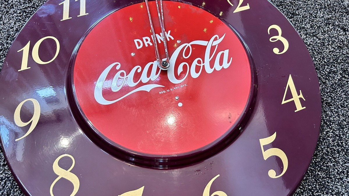 Original 1950's DRINK COCA COLA Clock GE Telechron Coke 18