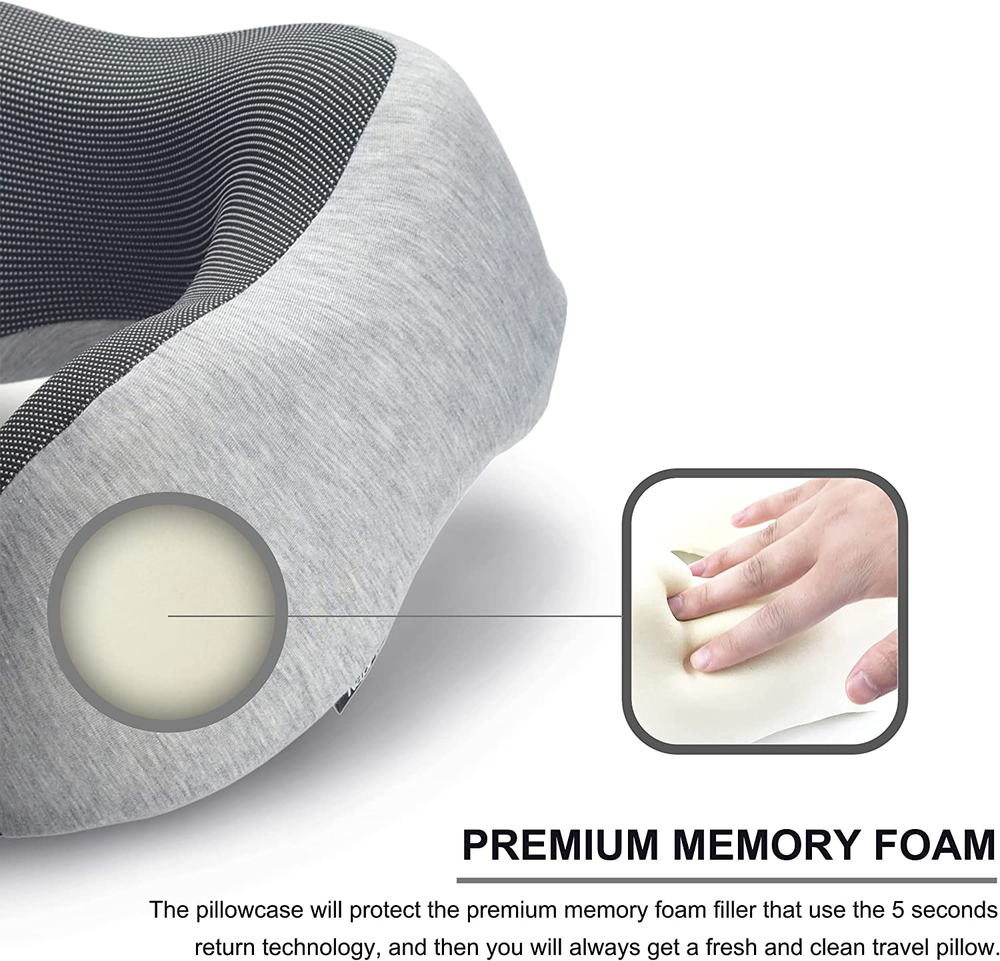 Memory Foam Airplane Travel Neck Pillow for Comfortable Flight Sleep