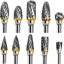 10pcs 1/8" Shank Tungsten Carbide Milling Cutter Rotary Tool Burr Double Diamond