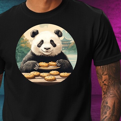 Mens Panda Cookie Print Cotton T-Shirt Size XS to 5XL