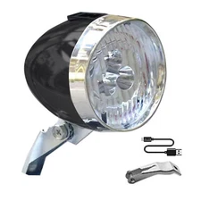USB Rechargeable LED Bicycle Headlight Retro Bike Front Rear Lamp Cycling Lights