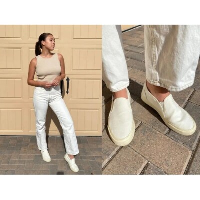 Everlane The Forever Slip On Sneakers White M 12.5 14 New Womens Athletic Shoe Everlane The Forever Slip On Sneakers White M 12.5 W 14 New  main image 3