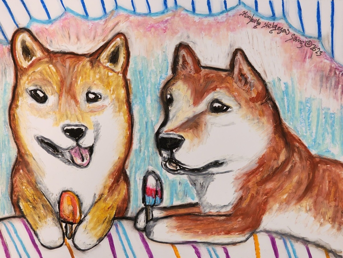 Cool Shiba Inu Drawing SHIBA INU With POPSICLE X Dog Art Print