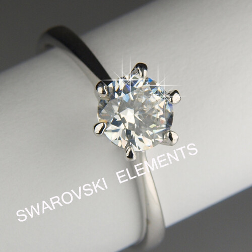 SALE 18K White / Rose Gold Filled Prom made with Swarovski Crystal Ring //3120 - Picture 5 of 14