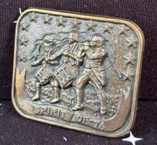 VTG 1976 Brass Belt Buckle "Spirit Of 76" Bicentennial 2.5" x 2.5"