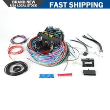 12V Street Hot Rat Muscle Rod Wiring 12 Circuit Wire Harness 10 Fuse Universal