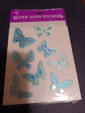 Vintage Rare Hallmark Satin Puffy Stickers Pack Blue Butterflies