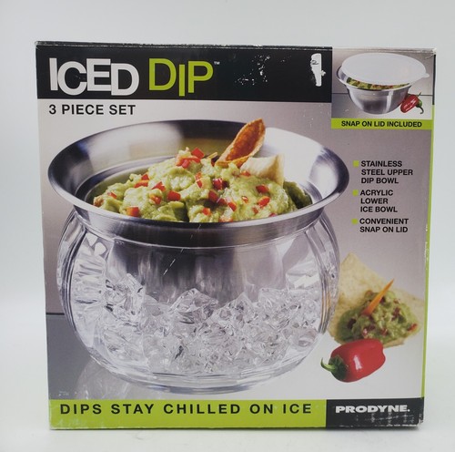 Prodyne Dip Bowl Iced Dip On Ice Bowl Stainless Steel Acrylic Snap Lid - Picture 6 of 8