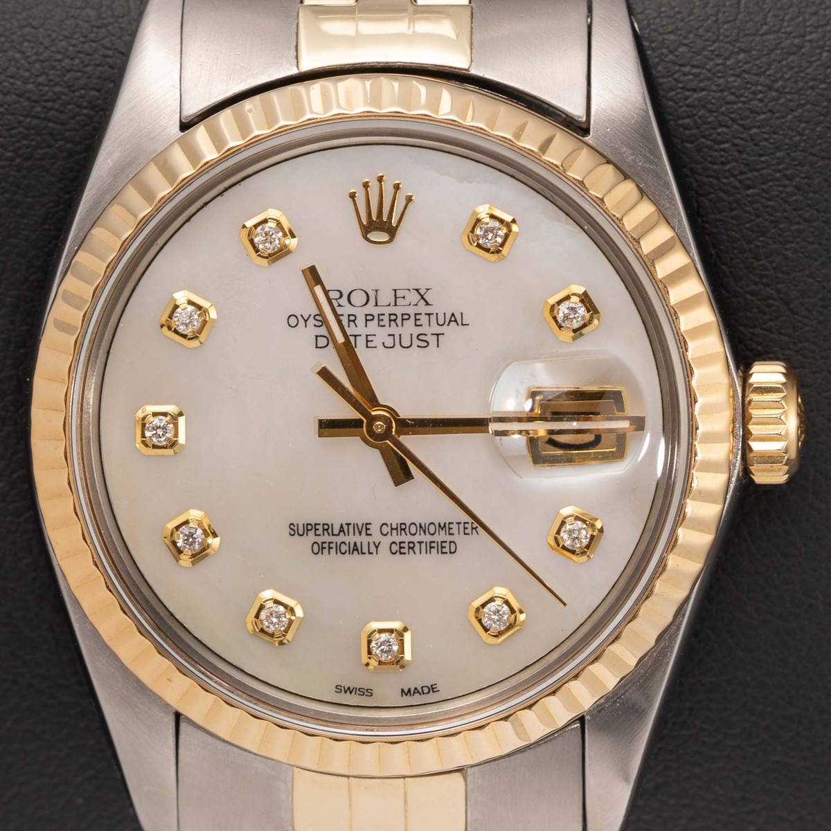Rolex Datejust 16013 Fluted Bezel Watch 36mm Mother of Pearl