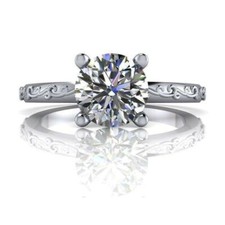 1.30Ct White Round Cut CZ Solitaire Engagement Ring In Solid 925 Sterling Silver