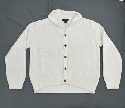 Brooks Brothers Cardigan Sweater Men XL Cream Shawl Collar