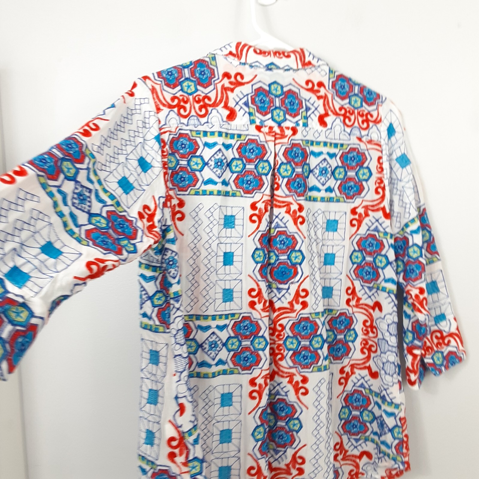 BOHO CHIC Embroidered Button Down Tunic Shirt Sz L - image 11