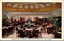 3 postcards C1905 MARSHALL FIELD STORE MENS GRILL, SOUTH GRILL, STORE FOR MEN