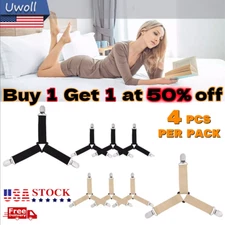 Bed Sheet Fasteners Adjustable Elastic Suspenders Straps Mattress Covers Clip US