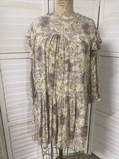 Ana Women's Cottage Prairie Boho Midi Dress Floral Flowwy Loose Trapeze Sz Large