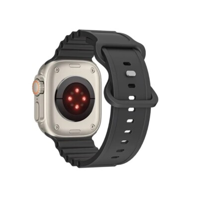 Soft Silicon Ocean Strap for Apple Watch - 49mm 45mm 44mm 42mm - Black