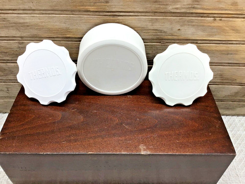 THERMOS Wide Mouth REPLACEMENT Cup and Stopper Lids Food Jar Vtg 3.5" Lot of 3