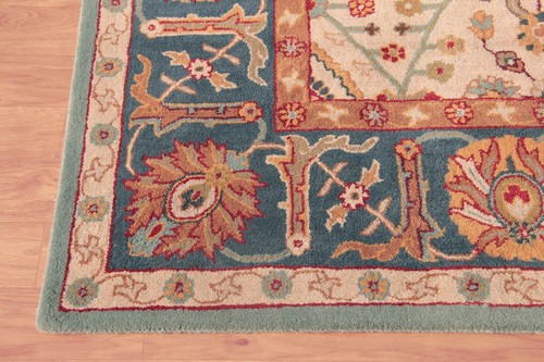 Eva orientalisch blau & beige Oushak handgetuftet 100 % Wolle weicher Teppich Teppich - Bild 8 von 8