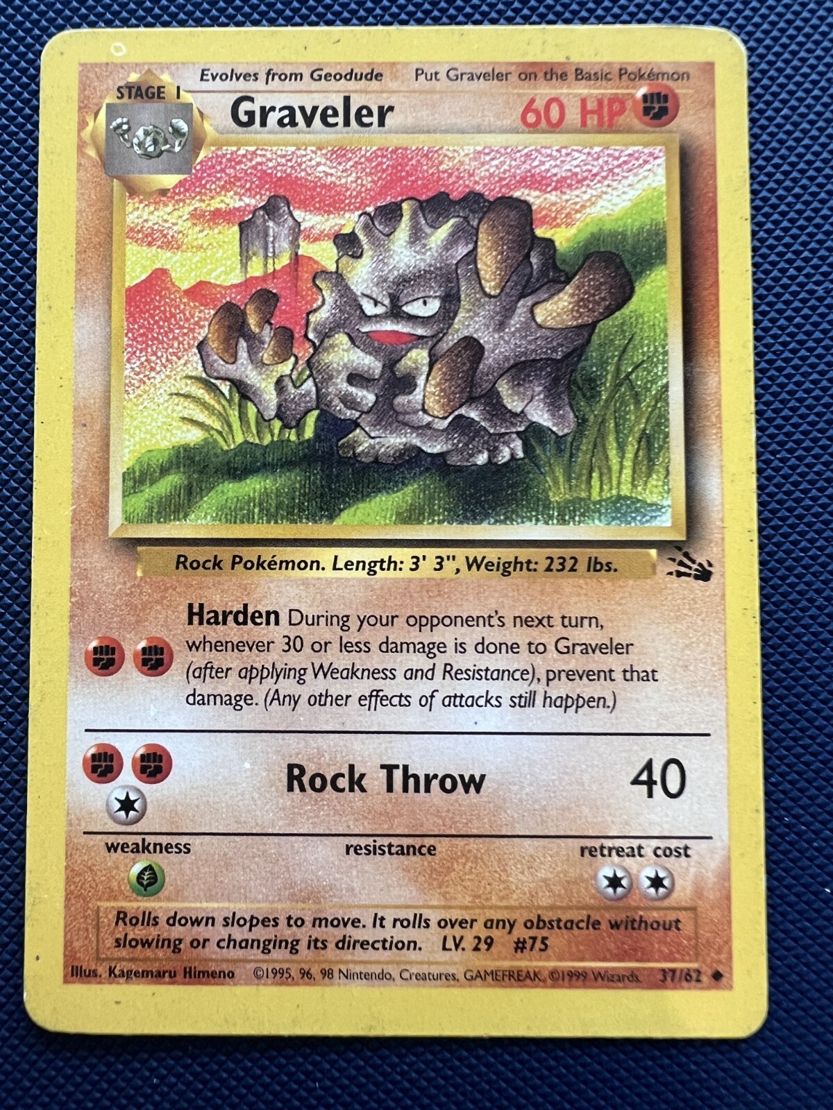 Graveler 37/62 Unlimited Uncommon Pokemon Card NM