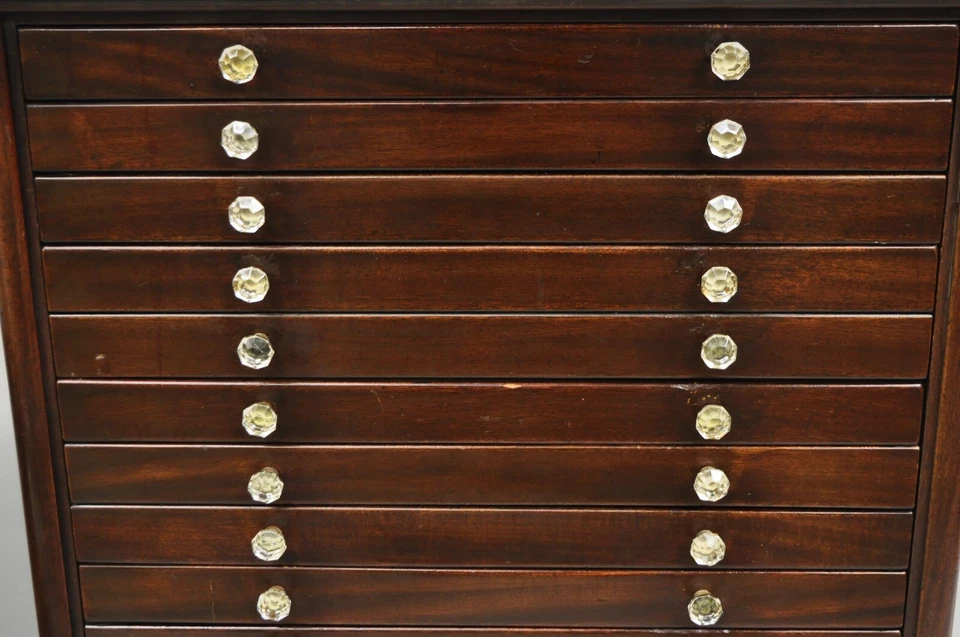 Antique Arts & Crafts Mahogany 15 Drawer Medical Dental Cabinet w/ Marble Base - Image 4 of 4