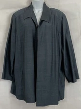 Elana By Tanner Plus Sz 20 Blue Herringbone Open Jacket Blazer Long Sleeves Pkts
