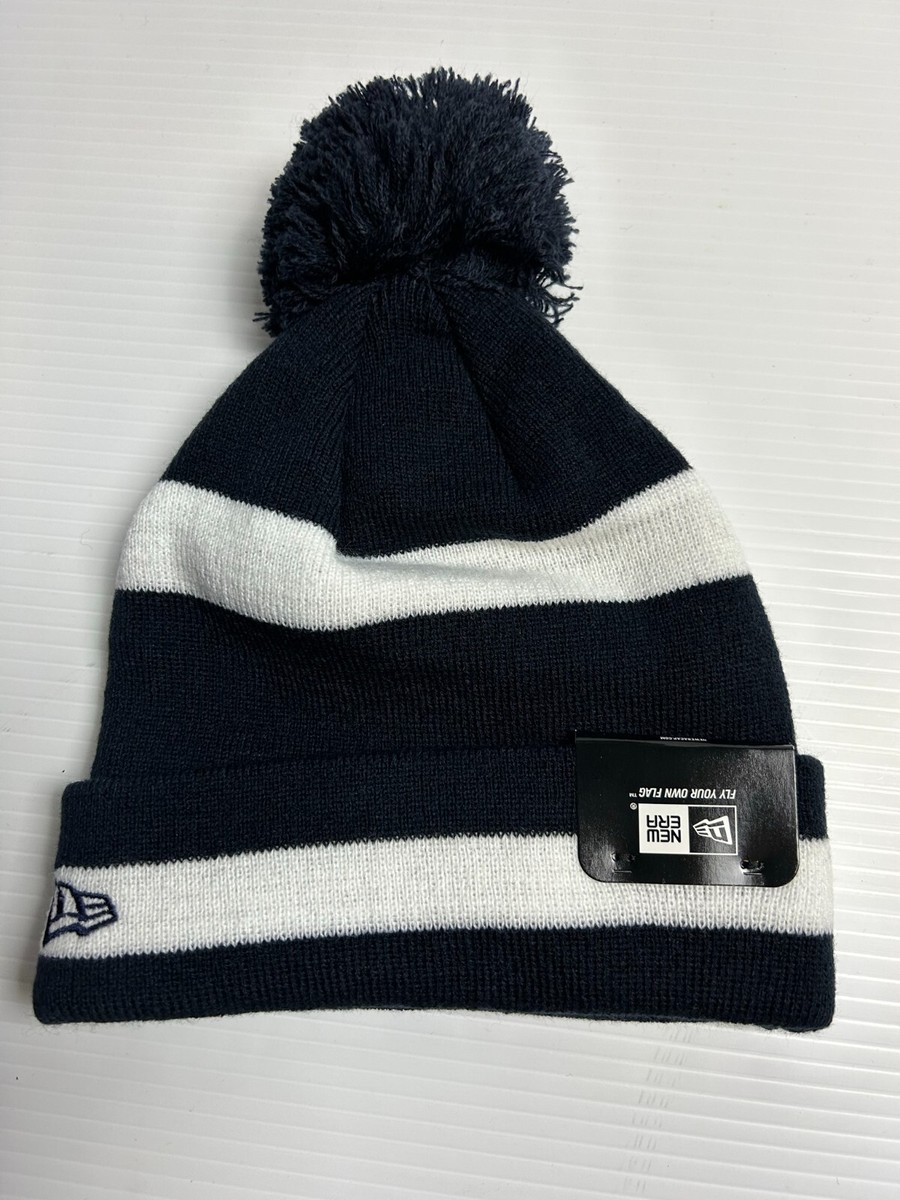 New Era Blank Cuffed Adult Pom Beanie Hat Stocking Cap Dark Navy