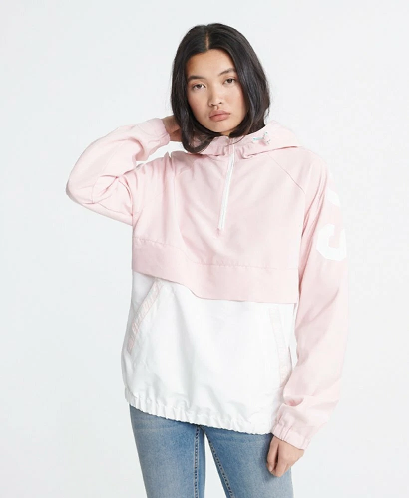 Super Dry Women s Long Sleeve Pink Color Block Overhead Jacket