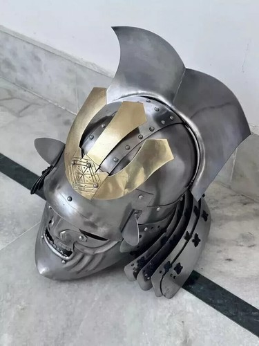 Samurai Japanese Helmet SCA Larp reenactment Armor Helmet Costume - Picture 3 of 6