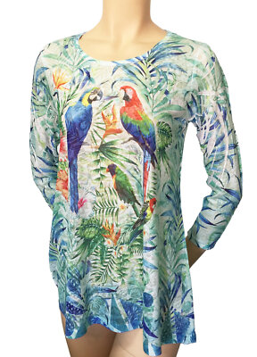 PLUS Birds on Green Leaves Soft light Print 3T328BD 1X 2X 3X