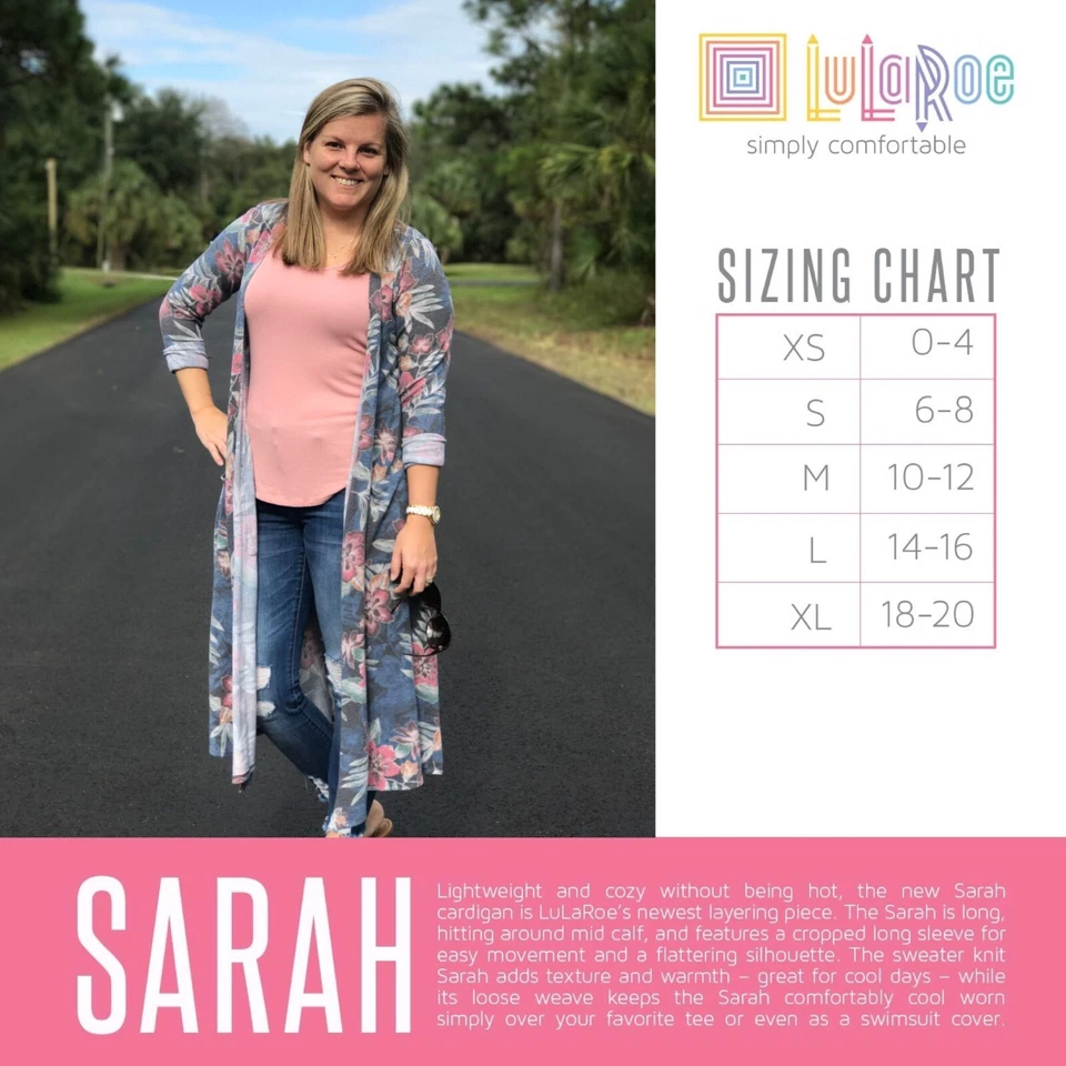 Cárdigan LuLaRoe Sarah Manga Larga Rosas Plumero Grande Acanalado Gris Blanco Foto 3 de 4