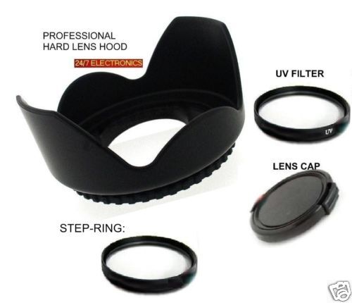 FLOWER HOOD+UV FILTER+LENS CAP+ADAPTER-RING 46mm-58mm to FUJI S700 S5700 S5800 - Picture 1 of 5