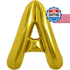 TONIFUL 40 Inch Large Gold Letter A Helium Balloons,Foil Mylar Big Balloons for