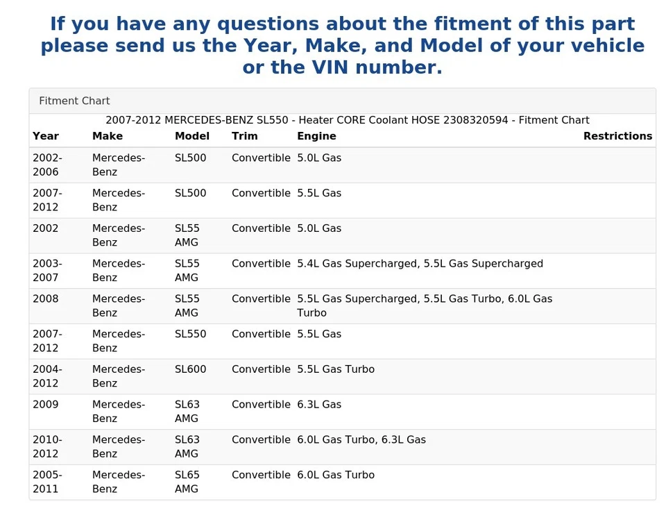 Mercedes-Benz SL550 2007-2012 - Manguera de refrigerante con núcleo de calefacción 2308320594 Foto 4 de 4