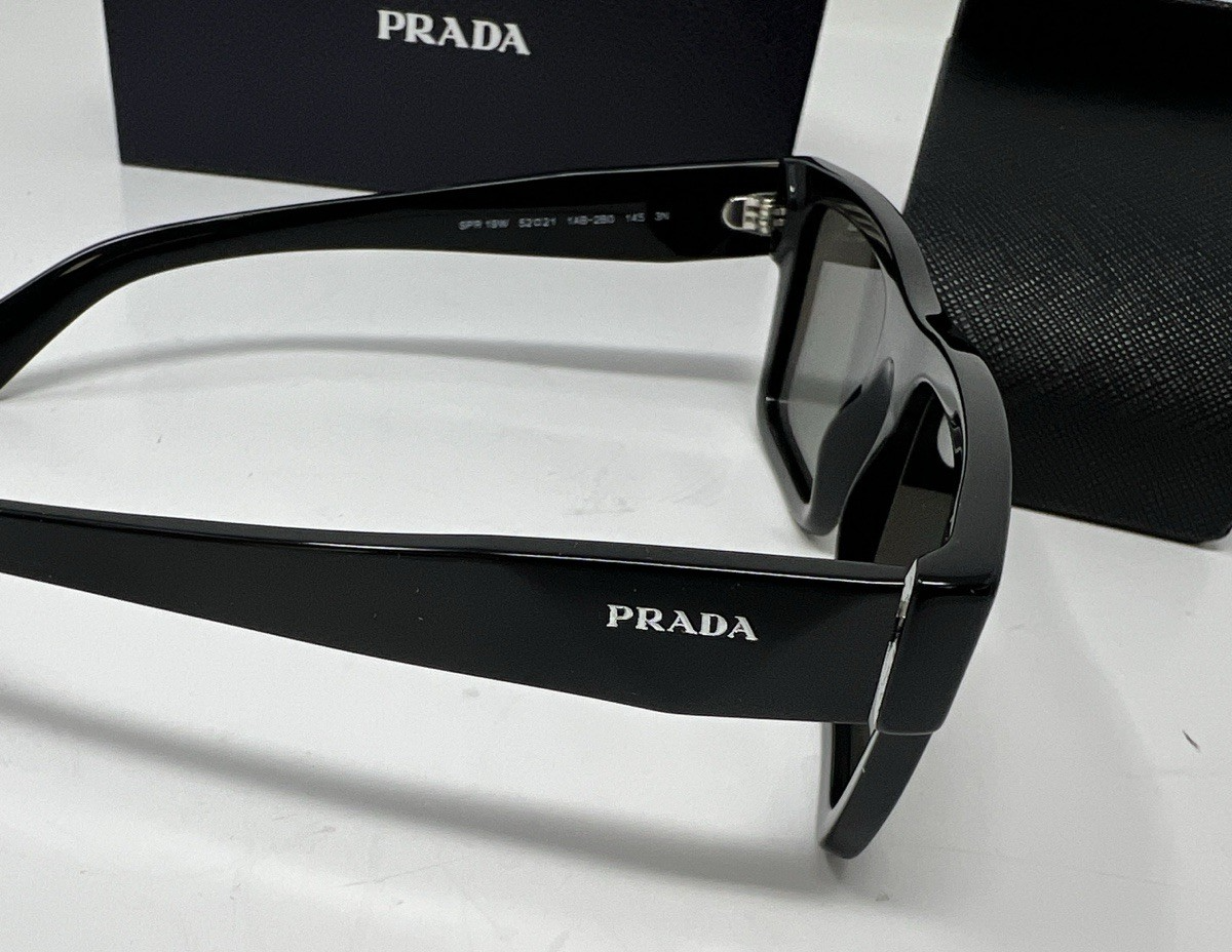 PRADA SYMBOLE Black Silver Mirror Classic Rectangle Unisex PR19WS