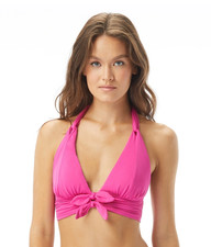Carmen Marc Valvo L105258 Riviera Rose Sunlit Seas Halter Bikini Top Size S