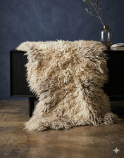 Genuine Lambskin Pelt   Long Wool Sheepskin Hide   Cream   Soft Tanned Fur Rug /