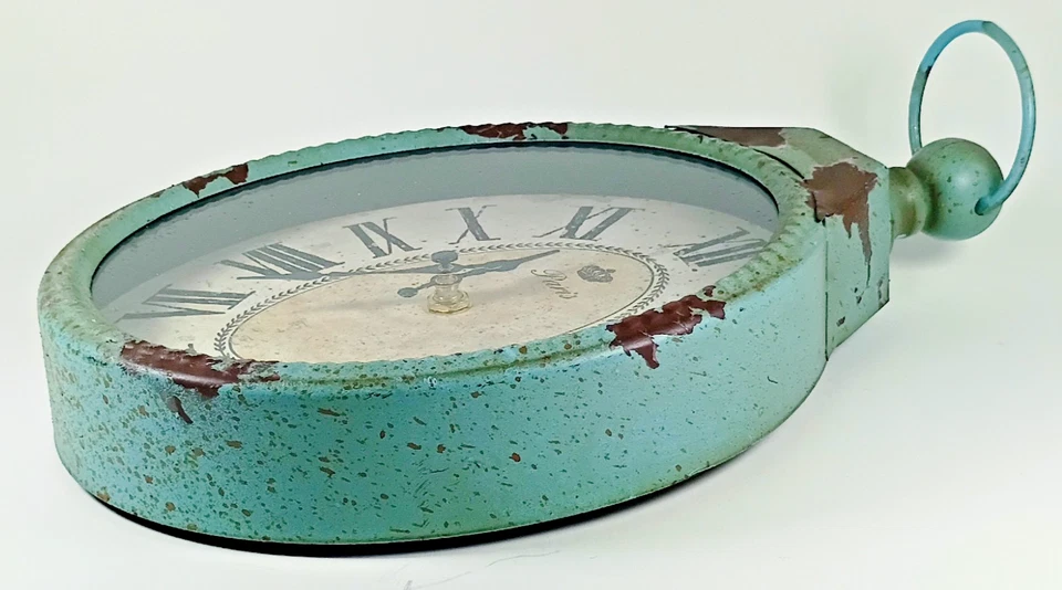 Rustic PARIS Wall Clock. 6.5" X 12". Distressed Look! Works! - Image 4 of 4