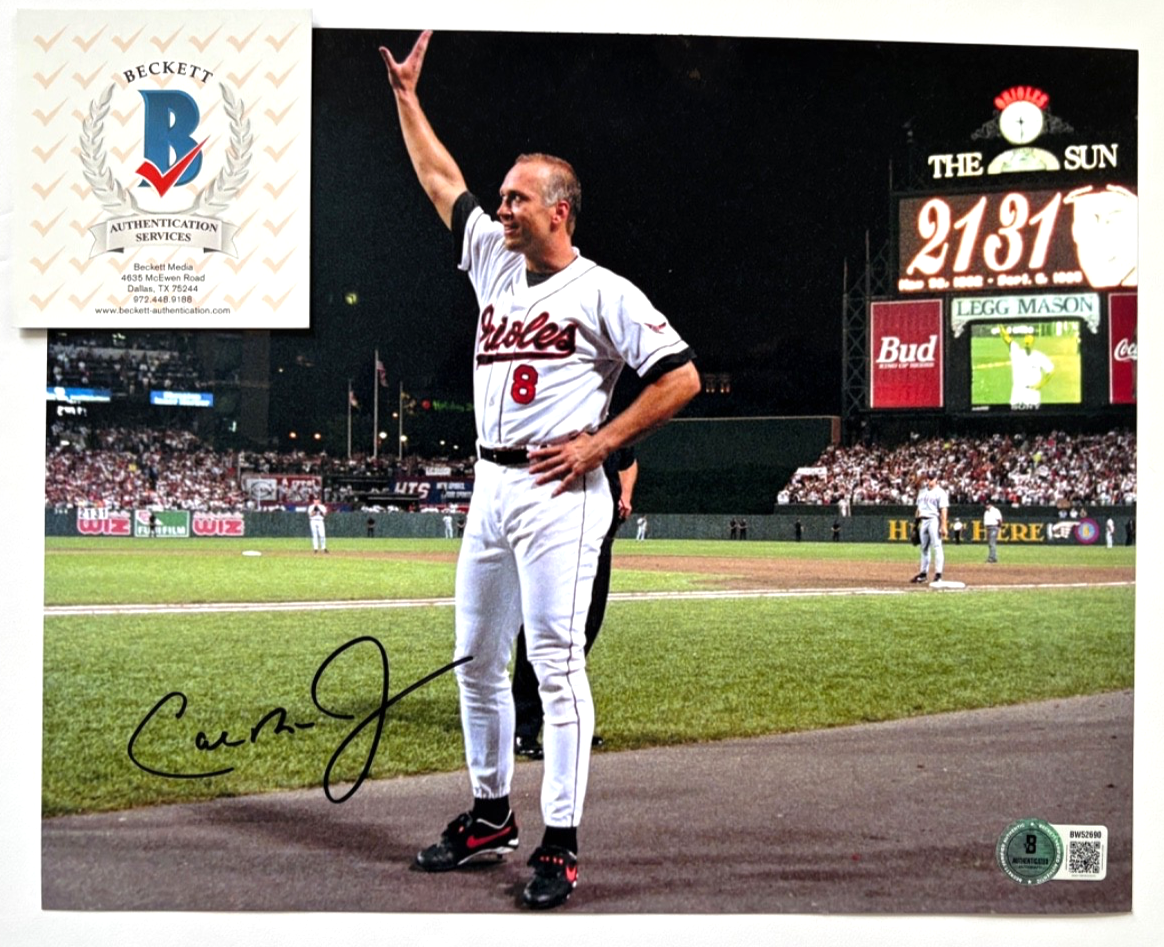 CAL RIPKEN JR SIGNED 8X10 PHOTO BALTIMORE ORIOLES IRON MAN 2131 LAST GAME BAS 