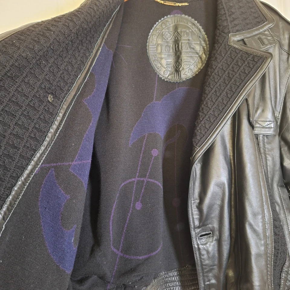 Chaqueta Tejida De Cuero Negra Torras De Colección Para Hombre Botton Up Hecha en España Talla M Foto 3 de 4
