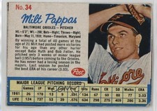 1962 Post Milt Pappas #34 0nr3