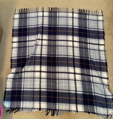 Faribo Explorer Pak-A-Robe Stadium Blanket Blue Plaid Fringe