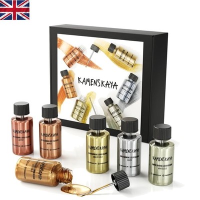 Create with Elegance: Schnelltrocknendes flüssiges Blattfarben-Set, 6 glänzende Farbtöne (20 ml)