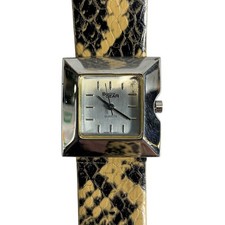 Body Gear Quartz Watch Womens Square Silver Tone Snake Band Untested