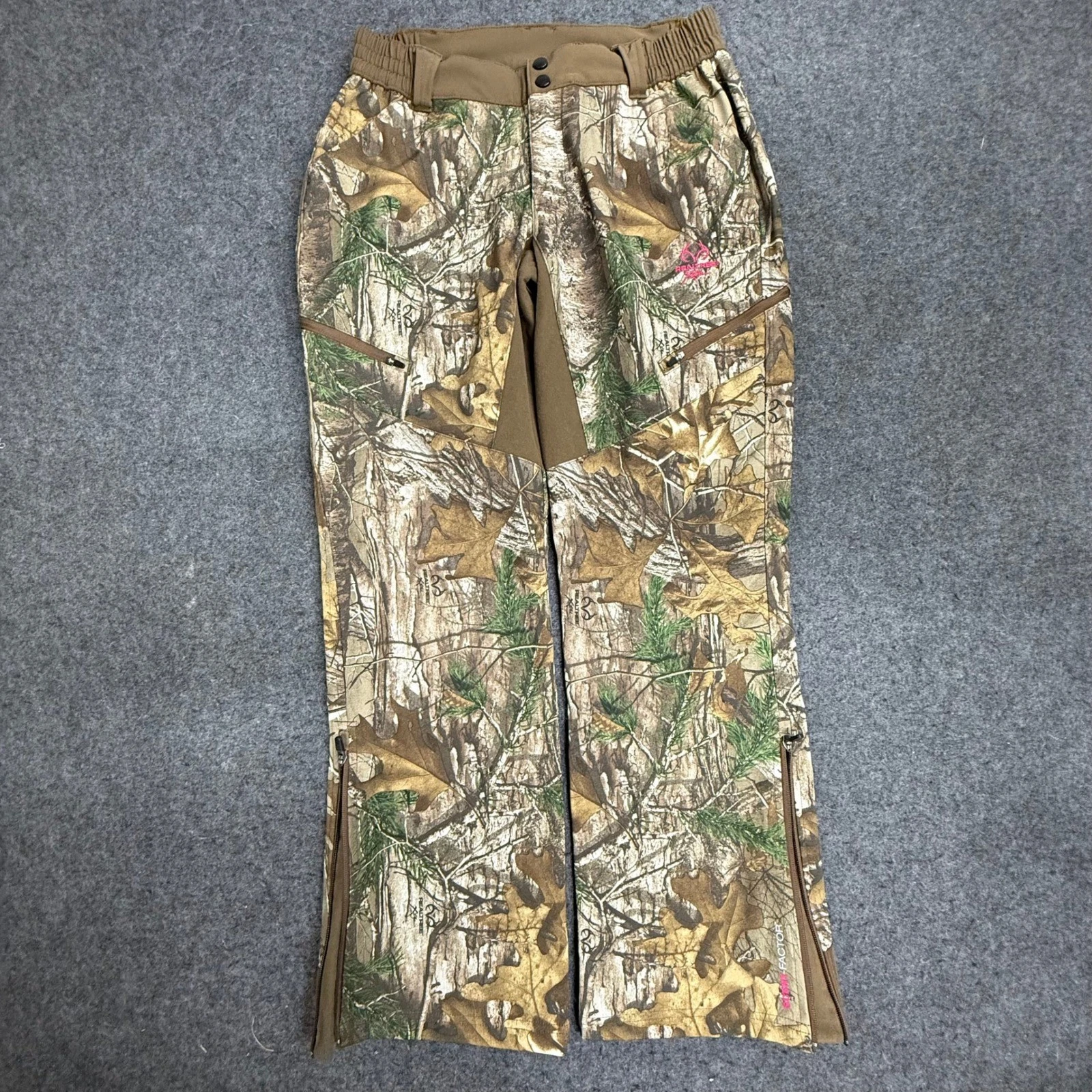 RealTree Camouflage Scent Factor Hunting Pants Womens S Pink Buck Zipper Legs
