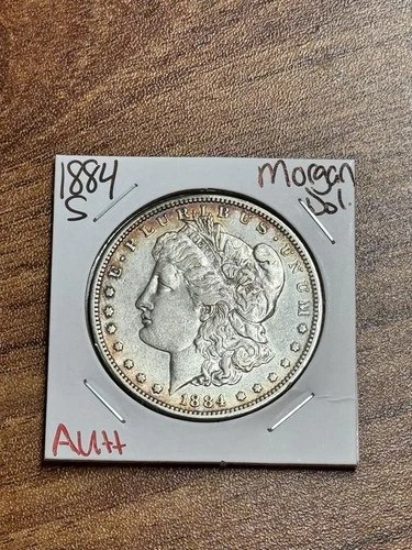 1884 S Morgan Silver Dollar AU++ About Uncirculated Tough Date Coin (Raw16252)