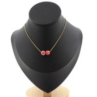 Halskette 2 Perlen Jaspis GrüN Rot 8 Mm. Kette Stahl Golden Halskette Damen, Ho